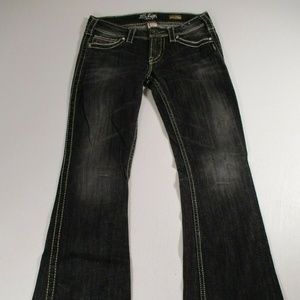 Silver Womens Sz 26 Frances Flap Bootcut Jewels